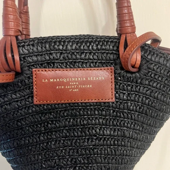 Justine Mini Basket Bag in Black & Brown - Picture 3 of 9